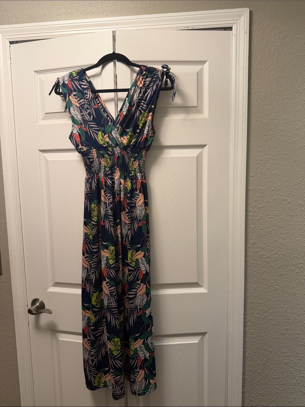 Navy Tropical Print Maxi Dress - Women